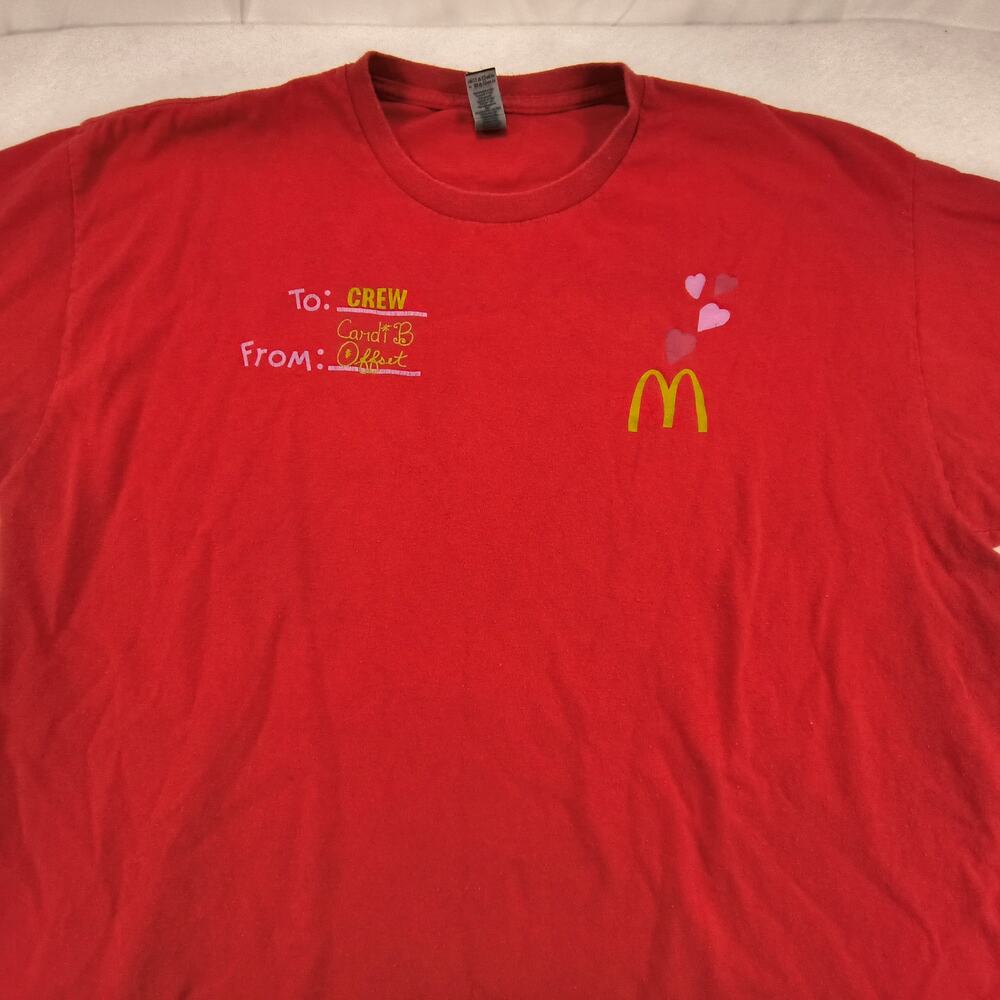 McDonalds Casual Graphic Crew Neck Short Sleeve Shirt Mens Size XL Red